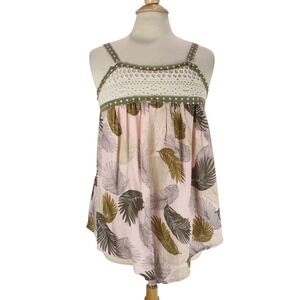 Easel Los Angeles Tank Top Crochet Palm Leaf‎ Sleeveless Casual Summer Blouse